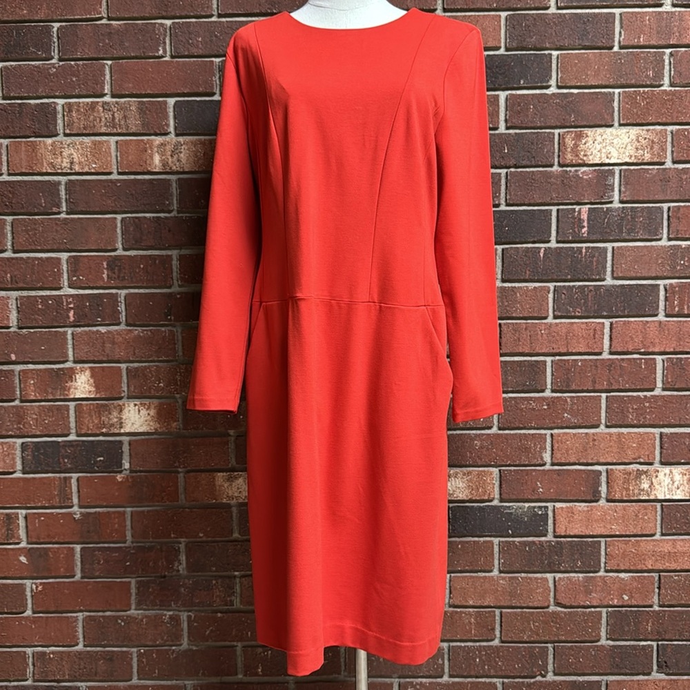Talbots Orange Long Sleeve Shift Dress Size 16